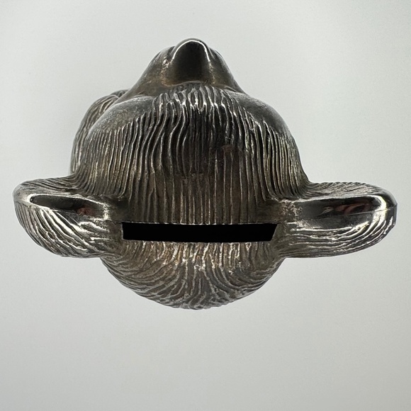 Silver/Brass-Tone Teddy Bear Bank 5" tall, Eclectic / Whimsigoth Display Décor - Picture 7 of 9